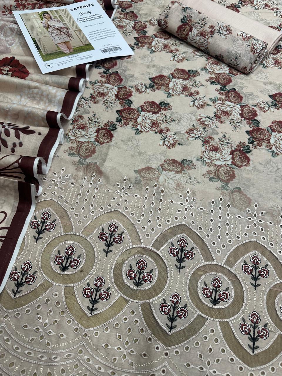 3 PIECE -SAPPHIRE EMBROIDERY LAWN