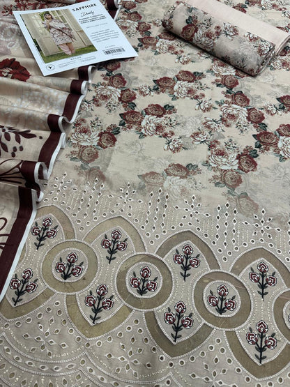 3 PIECE -SAPPHIRE EMBROIDERY LAWN