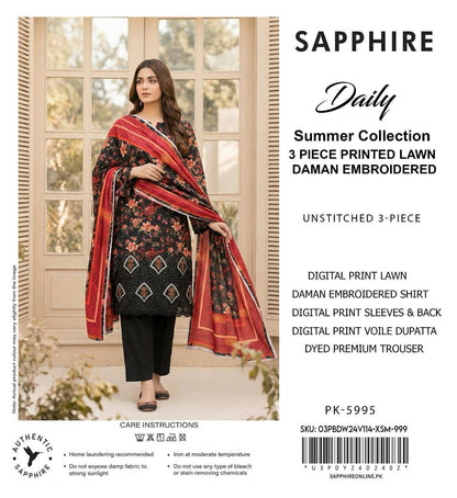 3 PIECE -SAPPHIRE EMBROIDERY LAWN