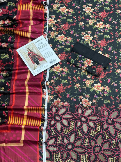 3 PIECE -SAPPHIRE EMBROIDERY LAWN
