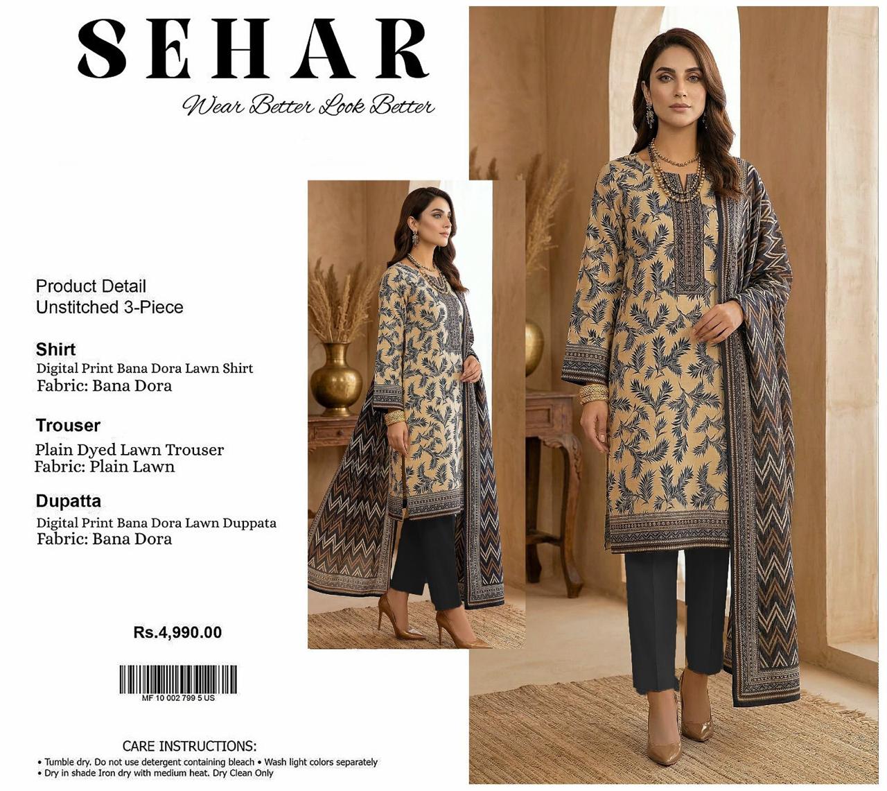 SEHAR DORYA LAWN THREE PIECE