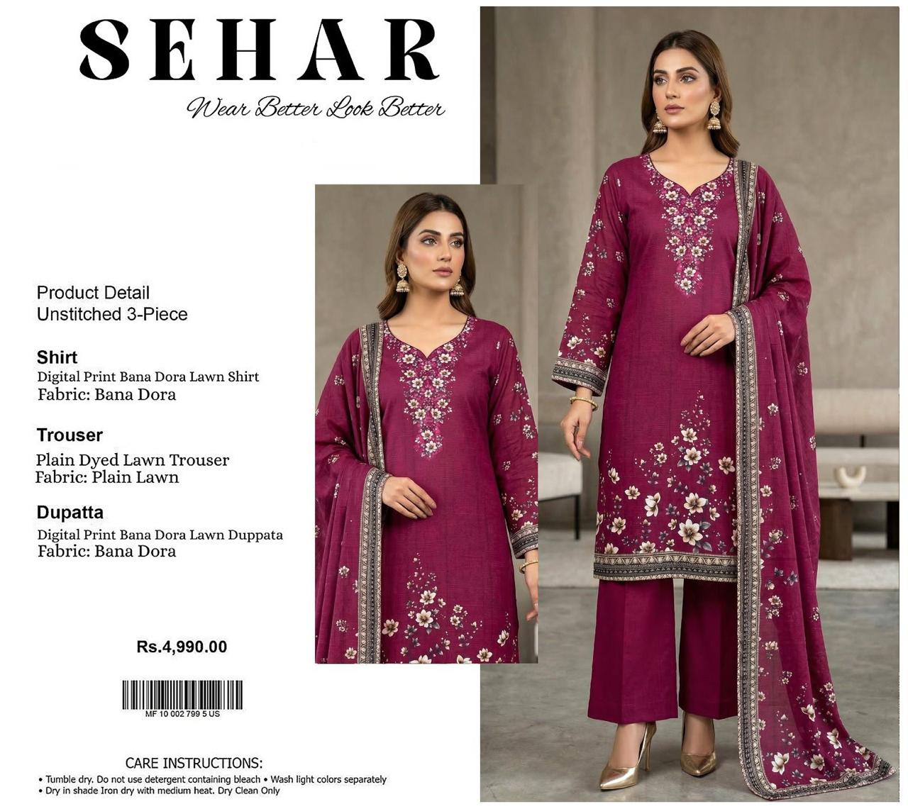 SEHAR DORYA LAWN THREE PIECE