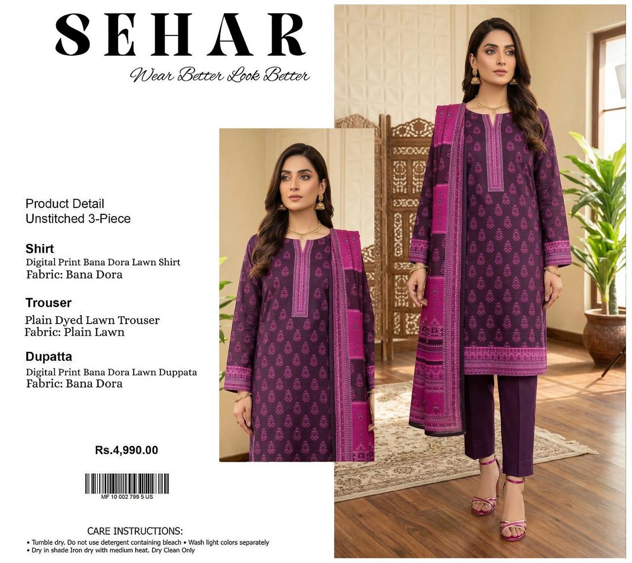SEHAR DORYA LAWN THREE PIECE