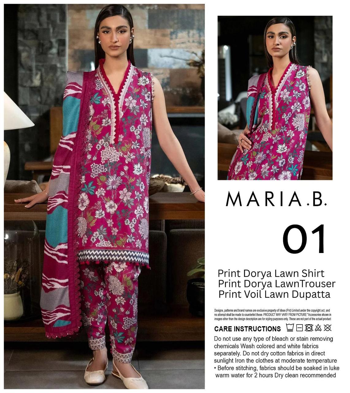 MARIA.B DORYA LAWN THREE PIECE
