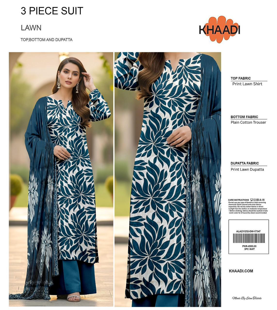 KHAADI LAWN THREE PIECE