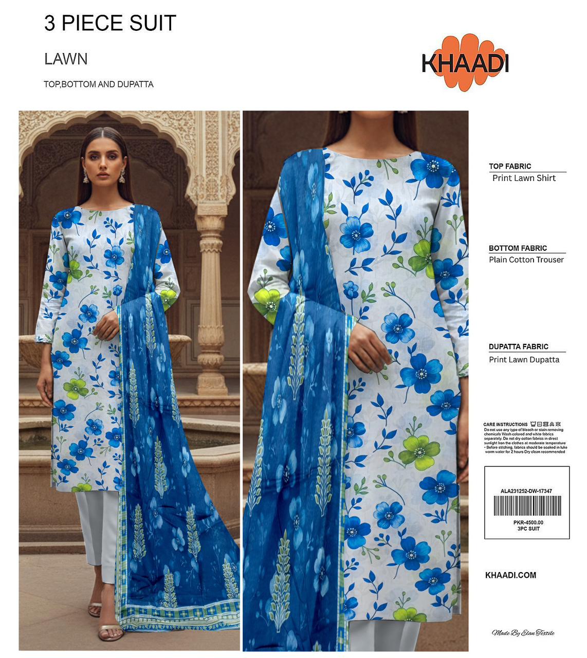 KHAADI LAWN THREE PIECE