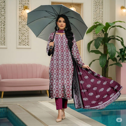 KHAADI LAWN THREE PIECE