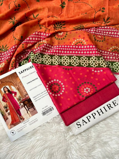 SAPPHIRE LAWN THREE PIECE