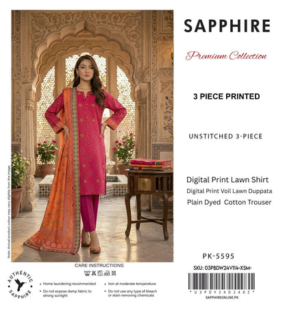 SAPPHIRE LAWN THREE PIECE