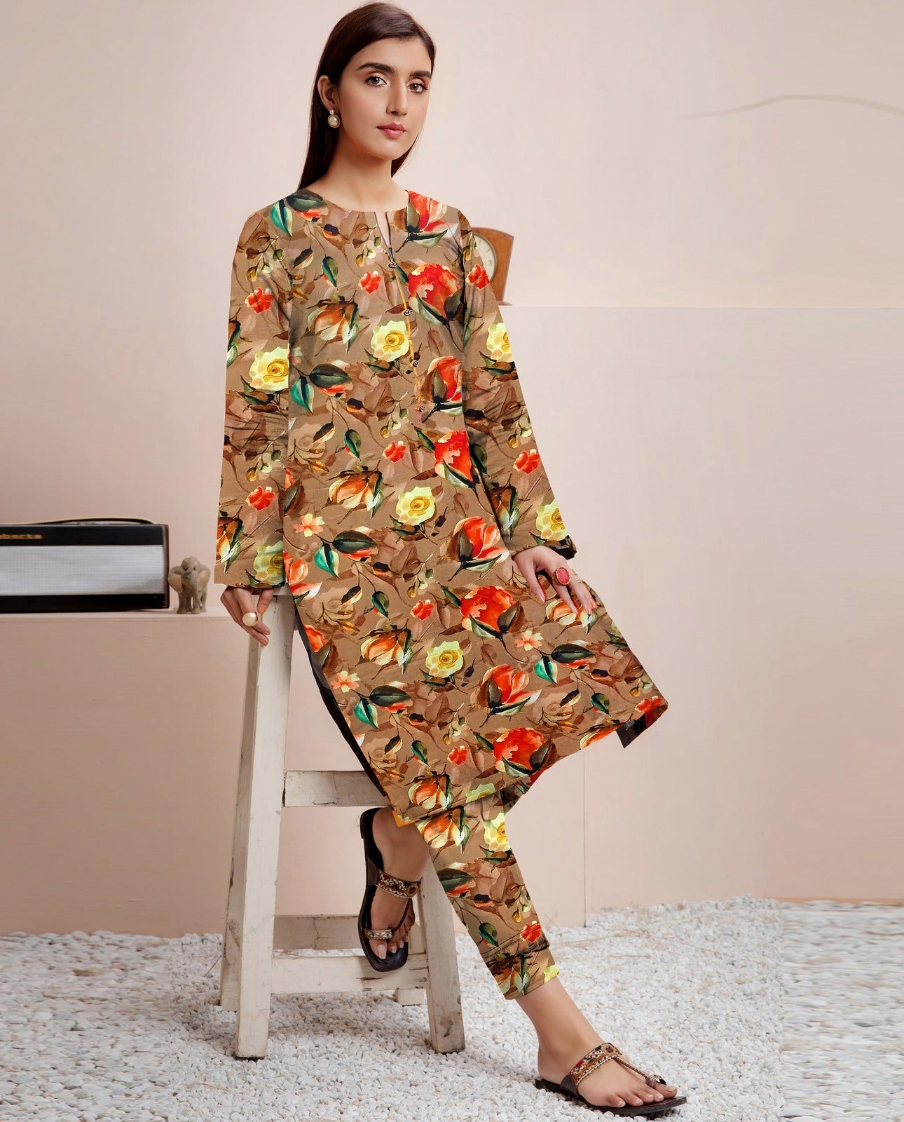 AL KARAM LINEN TWO PIECE ALLOVER