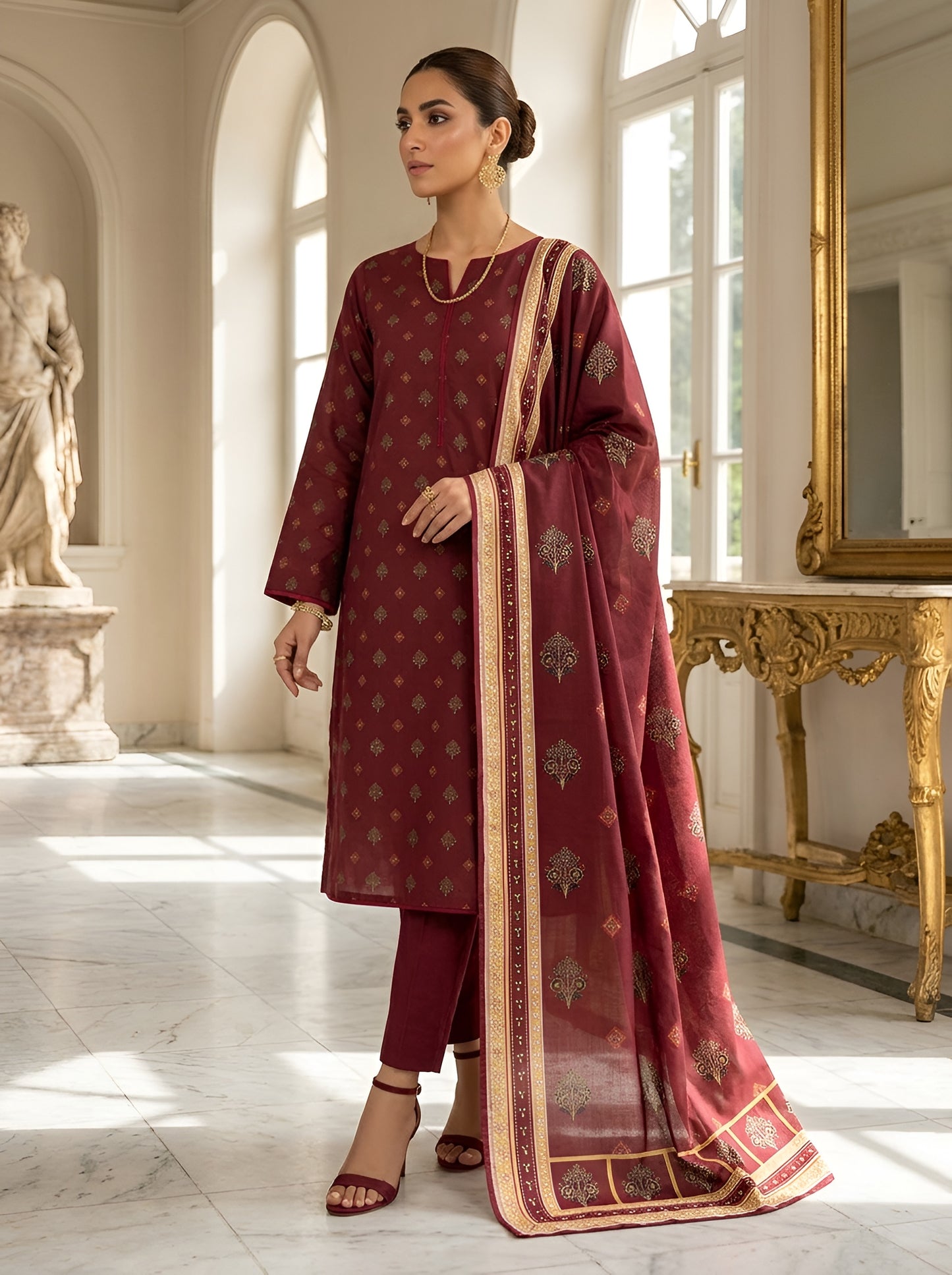 KHAADI LAWN THREE PIECE