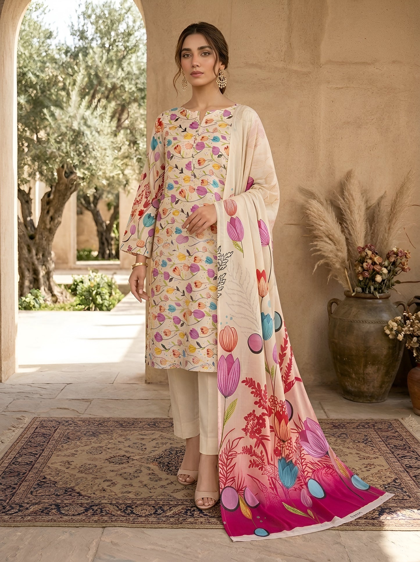 KHAADI LAWN THREE PIECE