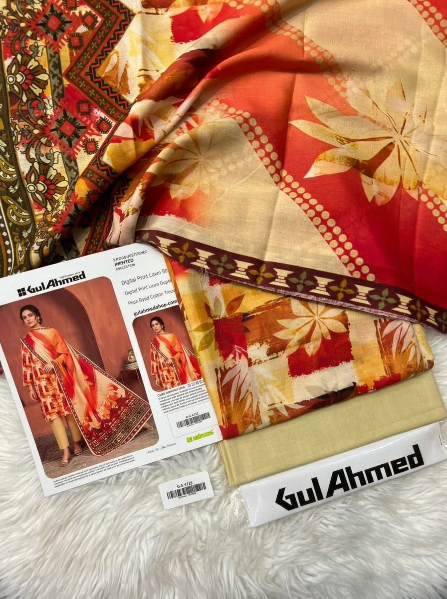 GUL AHMAD LAWN THREE PIECE