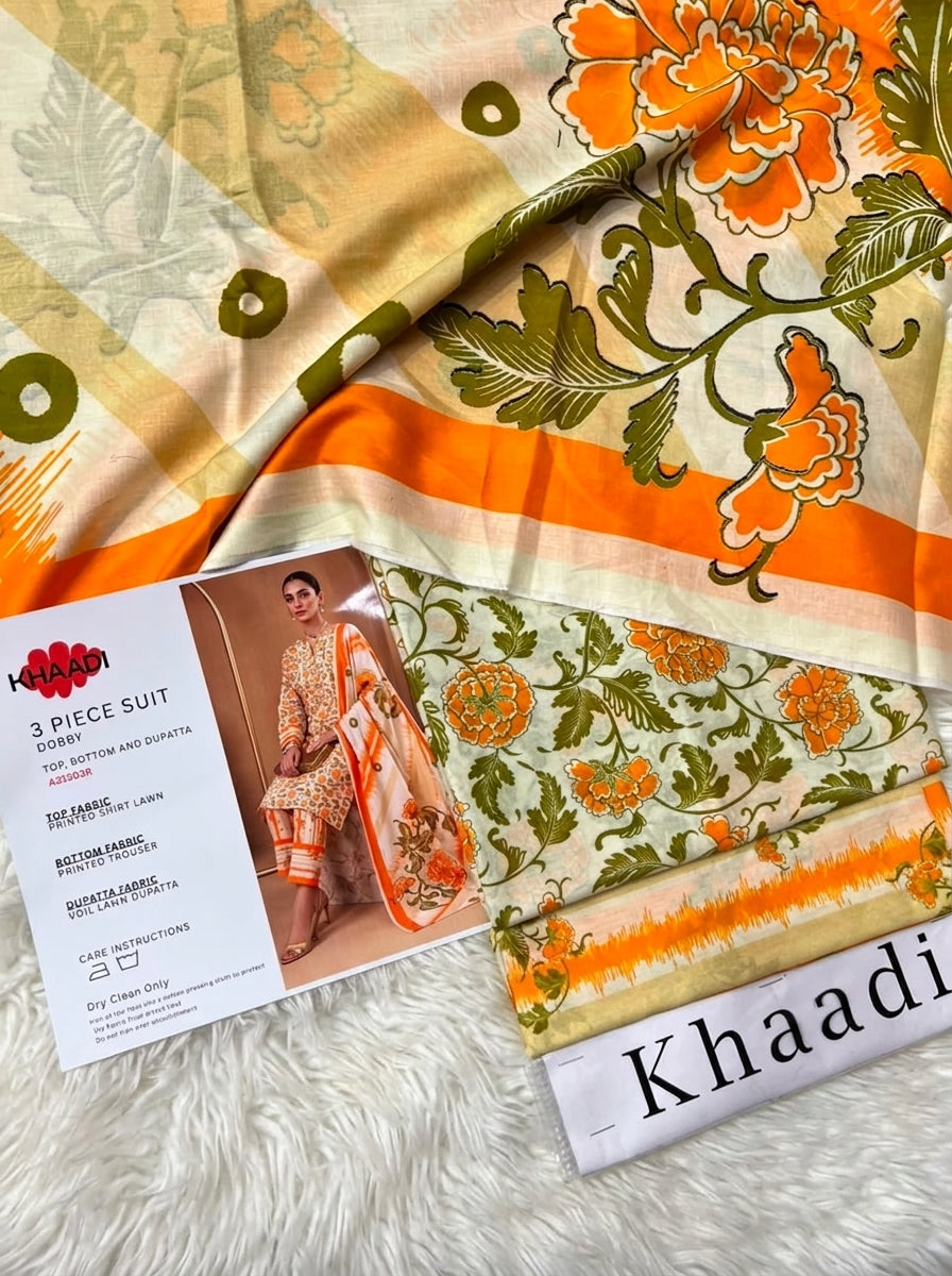 KHAADI LAWN THREE PIECE