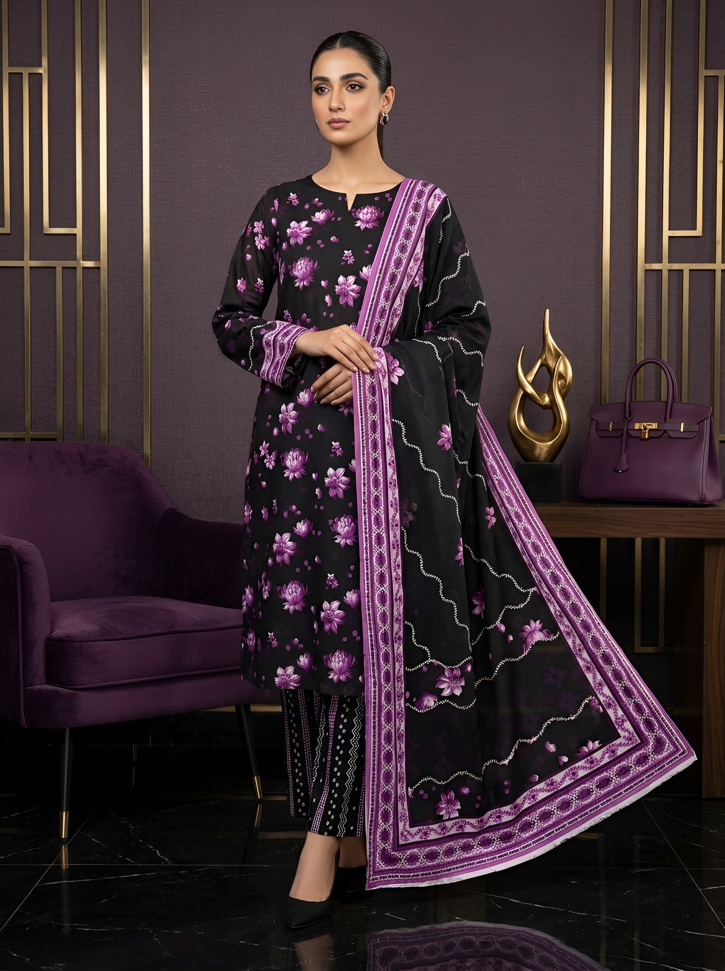 KHAADI LAWN THREE PIECE