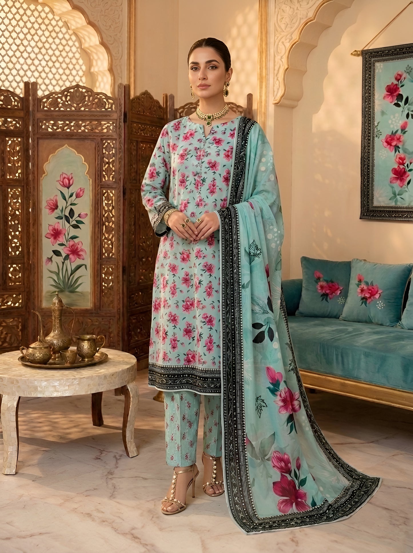 KHAADI LAWN THREE PIECE