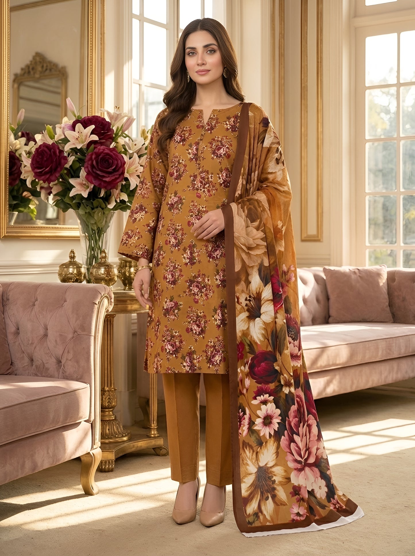 SAPPHIRE LAWN THREE PIECE