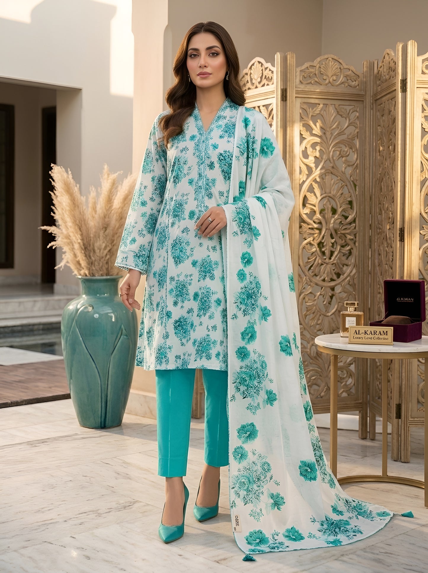 SAPPHIRE LAWN THREE PIECE