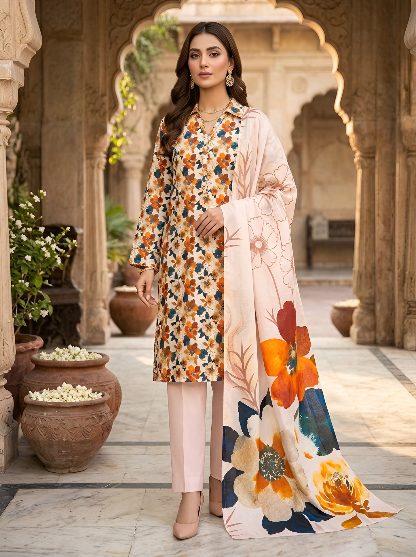 SAPPHIRE LAWN THREE PIECE