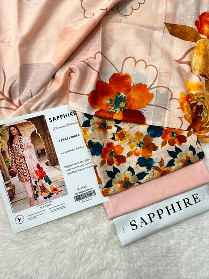 SAPPHIRE LAWN THREE PIECE