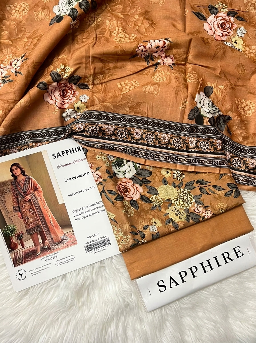 SAPPHIRE LAWN THREE PIECE