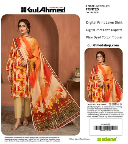GUL AHMAD LAWN THREE PIECE